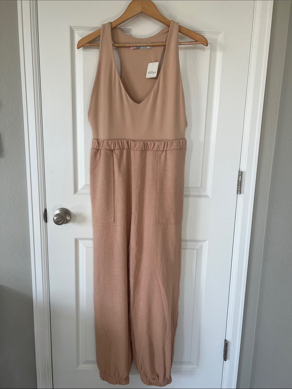 NWT Free People Beach Blush/Sand Slouchy Jogger Romper Size L